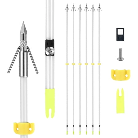 6 PK 32inch Bowfishing Arrows Luminous with Broadheads & Safty Slides