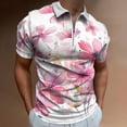 thumbnail image 2 of Pink Wildflowers (5) Men Zipper T-shirt Summer Casual Short Sleeve T-shirt Top, 2 of 7