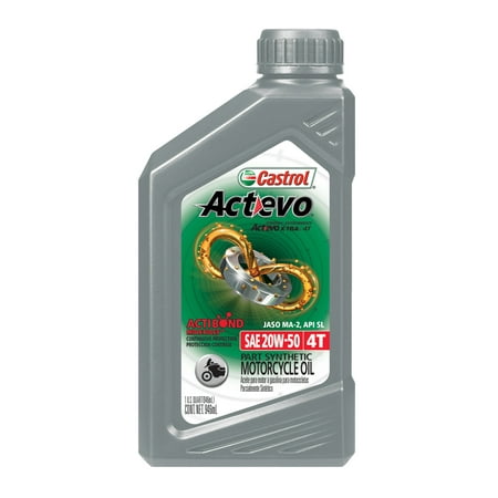 (3 Pack) Castrol Actevo 4T 20W-50 Part Synthetic Motorcycle Oil, 1 (Best 4t Oil For Motorcycle)