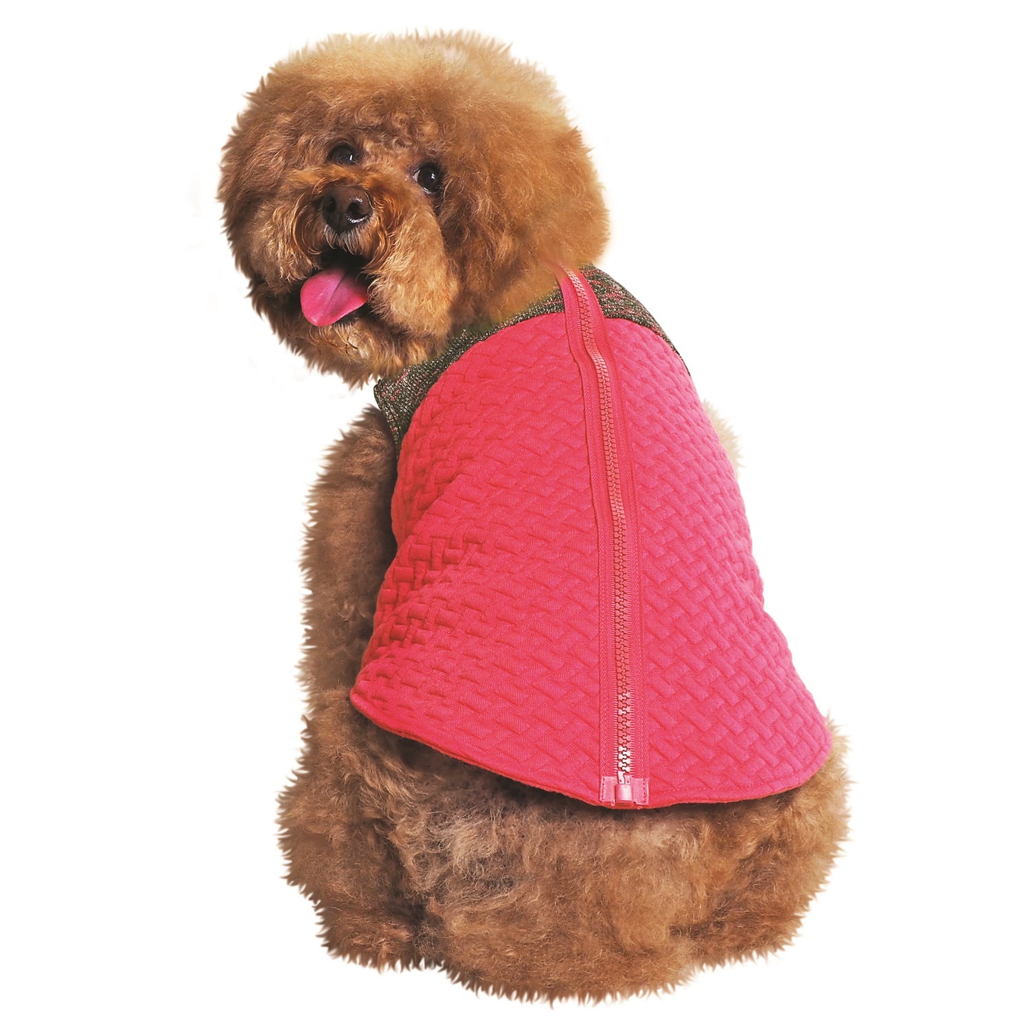 Fetchwear Quilted Dog Jacket, Dark Pink, (Medium)