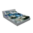 thumbnail image 2 of Ambesonne Animal Fitted Sheet & Pillow Sham Set, Blue Art Savannah Tigers, Queen, White Black Blue, 2 of 2