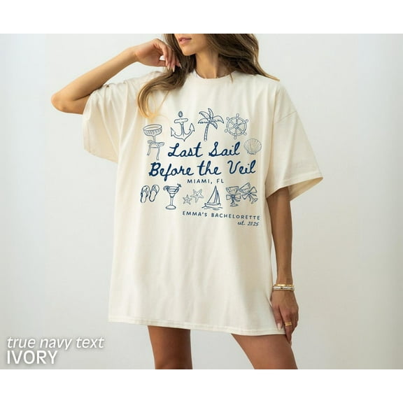 Cruise Bachelorette Party Shirts, Last Sail Before the Veil Tee, Beach Bridal Party Shirts, Miami Bach Beach Bride Tee