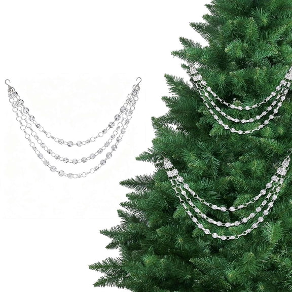 3-Layer Acrylic Crystal Garland Strands Hanging Christmas Decorations Indoor Home Decor for Xmas Wedding Party(RL)
