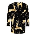 thumbnail image 5 of Hauts d'Été pour Femmes Imprimé Décontracté de Noël Manches Trois-Quarts Col Rond Hauts Mignons pour Femmes en Liquidation, 5 of 5