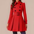 thumbnail image 4 of WTOBBY Women's Faux Suede Button Jacket with Oversized Fit and Gathered Hem, Short Length Vintage Coat with Pockets, Casual Outerwear,Red XL, 4 of 5