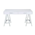 thumbnail image 4 of GZXS Contemporary Writing Desk with Built-in Charging Station, Dual Drawers, Glossy MDF Top and Chrome Metal Legs, 54"L x 22"W x 32"H, Black, 4 of 7