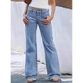 thumbnail image 5 of Women Flare Jeans High Waisted Wide Leg Baggy Jean for Women Stretch Denim Pants Light Blue L, 5 of 9