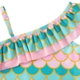thumbnail image 5 of GYRATEDREAM Toddler Baby Girls Swimsuit Kids Mermaid Ruffle Bathing Suits Cut out One Shoulder Swimwear One Piece for 4-10 Years, 5 of 8