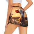 thumbnail image 2 of Uemuo Sunset Calf Flower Field Pattern Women's Athletic Shorts High Waisted Running Shorts with Liner Pockets Gym Elastic Workout Shorts-Small, 2 of 9