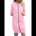 thumbnail image 3 of Sudadera con Capucha y Cremallera para Mujer, Chaqueta Informal de Larga para Otoño, Chaquetas Largas de Otoño con Bolsillos, Túnica Rosa XXL, 3 of 9