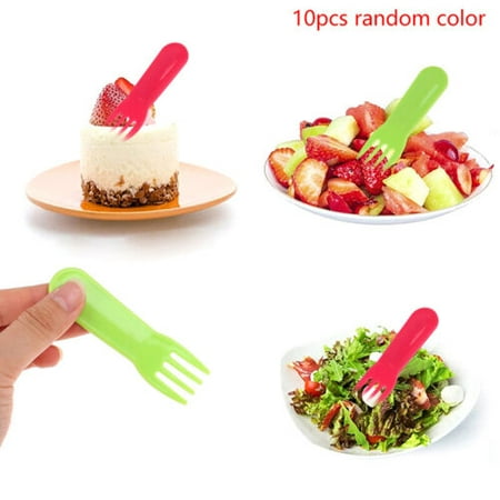 

10Pcs Plastic Fruit Fork Mini Cartoon Fruit Fork Snack Cake Dessert Food Pick