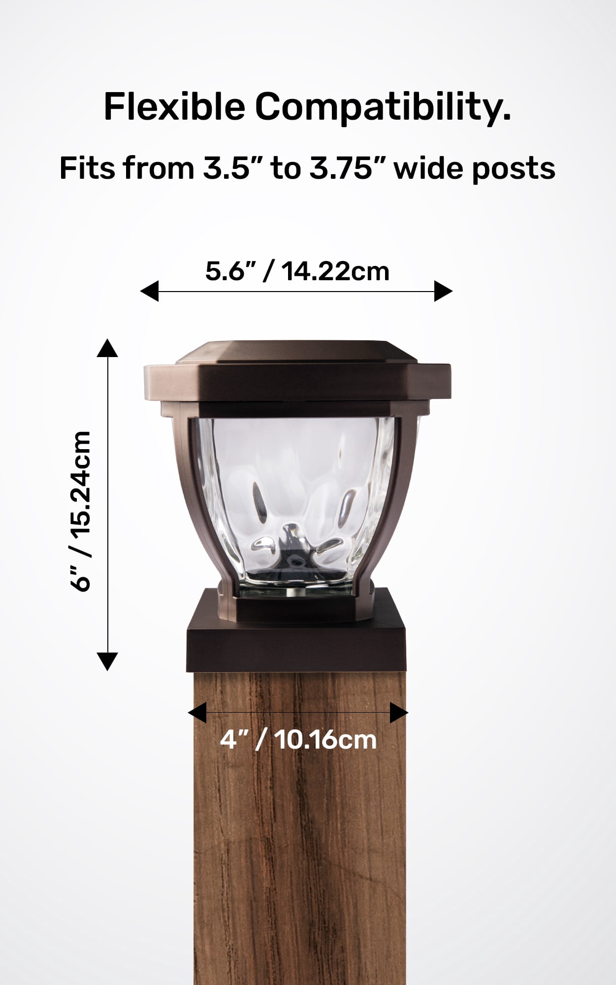 Home Zone Security ELI1403V 12-Lumen-Each 4 x 4 Solar LED Post Cap Lights, Bronze, 2-Pack