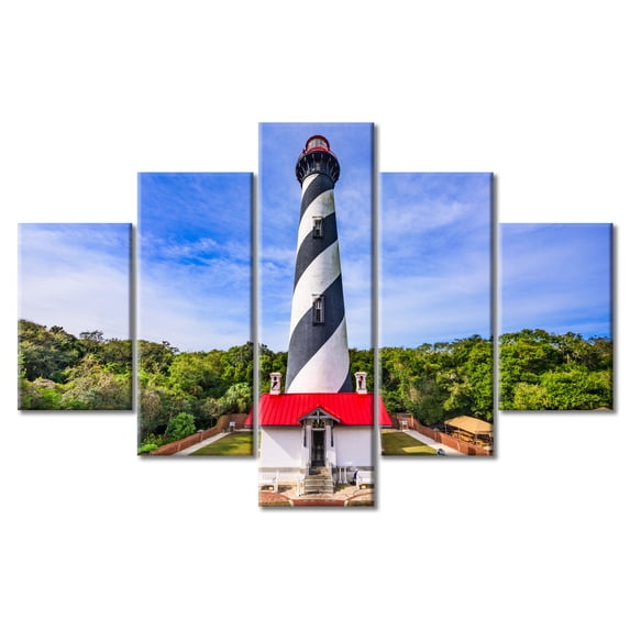 TISHIRON 5PCS Framed Canvas Wall Art Set,60"x40" St. Augustine Lighthouse Canvas Art Decor
