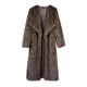 thumbnail image 1 of Abrigo largo de piel sintética para mujer, cárdigan grueso de lana con solapa de lujo, de felpa esponjosa, ropa de calle cálida, color marrón, novedad de invierno, 1 of 5