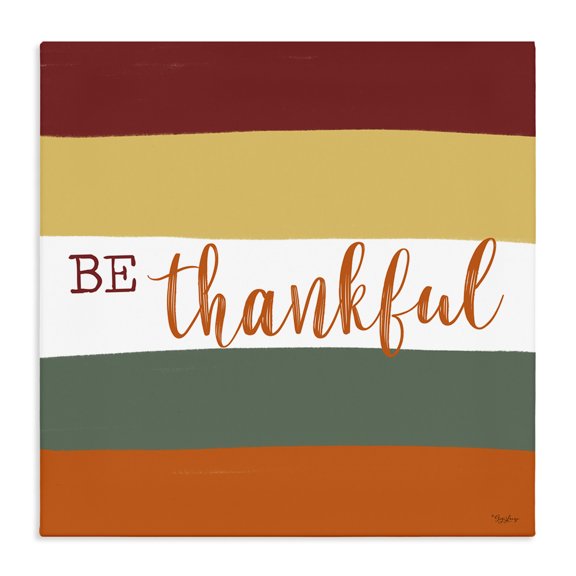 Stupell Industries French Country Be Thankful Autumn Stripes Canvas Art, 24 x 24, by Gigi Louise