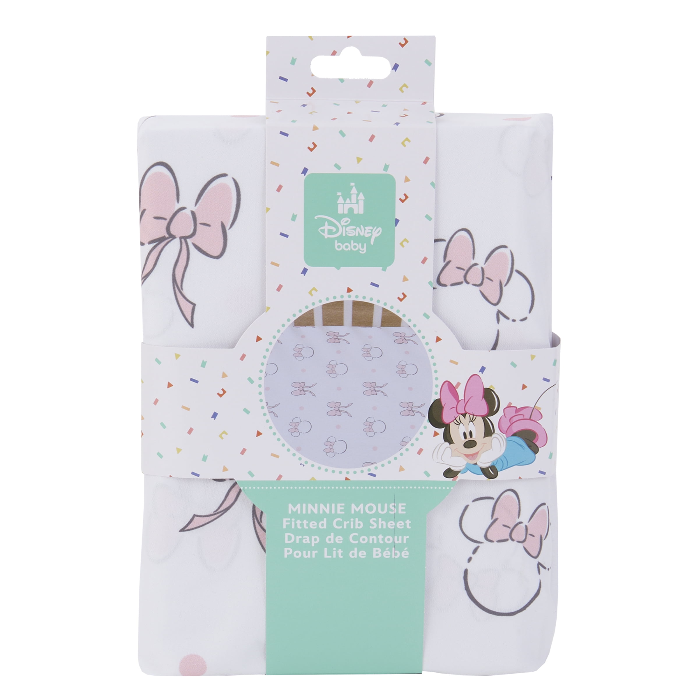 Disney Minnie Mouse Sweet Bows Pink Polyester Fitted Sheet, Crib