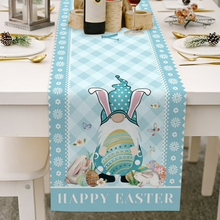 

Easter Cotton Linen Table Runner Dresser Scarves for Dinning Table Farmhouse Spring Holiday Kitchen Dinner Decoration E 13*74Inch