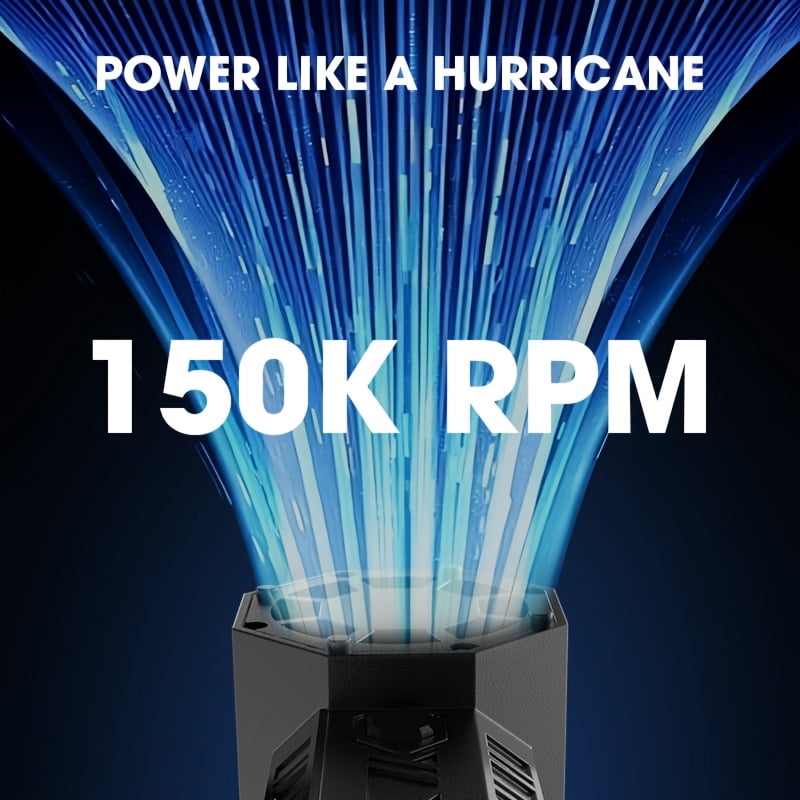 150,000RPM High-Speed Turbo Fan, Portable Handheld Blower with 4 Speeds, Ideal for Keyboard, Car & Home Cleaning, Lightweight, Large Battery, Durable, Powerful Airflow