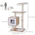 thumbnail image 3 of PawHut 47" Wood Cat Tree Condo with Scratch Post, Toy Ball, 3 of 10