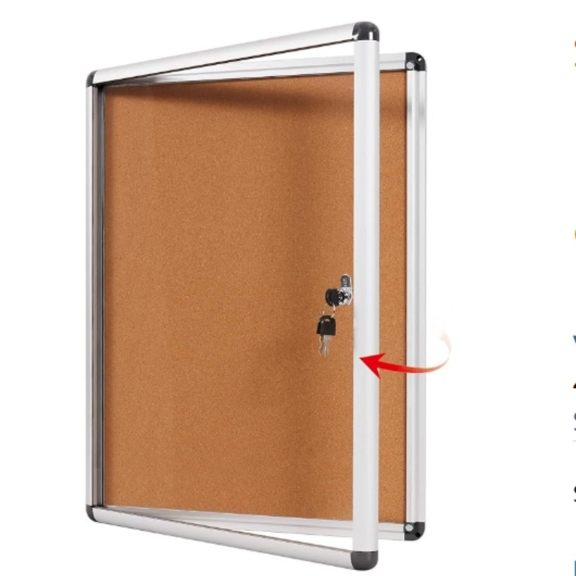 Enclosed Bulletin Board,Lockable Cork Noticeboard for School Office,Wall Display Case with Lock 20"x14"(2xA4)