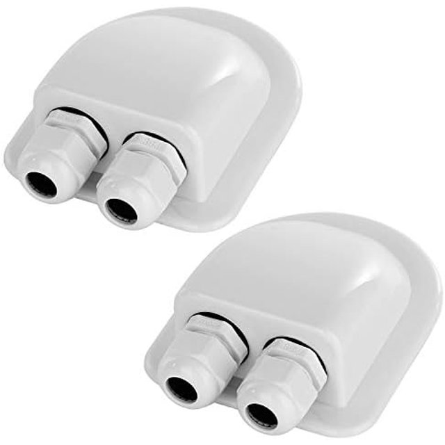 2 Pack of IP68 Waterproof Solar Cable Entry Gland by , Weather Resistant Dual Cable Entry Housing for Solar Panels of RV, Caravan, Marine, Boat, Cabin, White White ef of 2 pk White ef of 2 pk