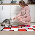 thumbnail image 4 of 2 Piece Red White Geometric` Rug Kitchen Rug Set, Decor Kitchen Rugs, Absorbent Non-Slip Washable Floor Mats, Home Indoor Runner Rugs 17"x47"+17"x30", 4 of 7