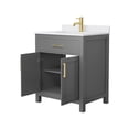 thumbnail image 3 of Wyndham Collection Beckett 30" Wood Single Bathroom Vanity in Gray/Gold, 3 of 6