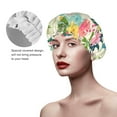 thumbnail image 4 of Balery Tropical Flowers Shower Caps, Double Layer Waterproof Shower Cap, Double Layers Reusable Shower Cap With Soft Comfortable For Long Thick Hair Soft Bath Shower Hair Caps, 4 of 9