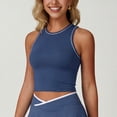 thumbnail image 5 of FengLS Womens Athletic Vest Fashion Contrast Trim Crop Tops Round Neck Sleeveless Fitted Tank Tops for Yoga & Casual Summer Wear, 5 of 9