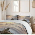 thumbnail image 6 of Ambesonne Digital Duvet Cover Sets, Sunrise on Sandy Beach, 2-Queen, Yellow and Tan, 6 of 7