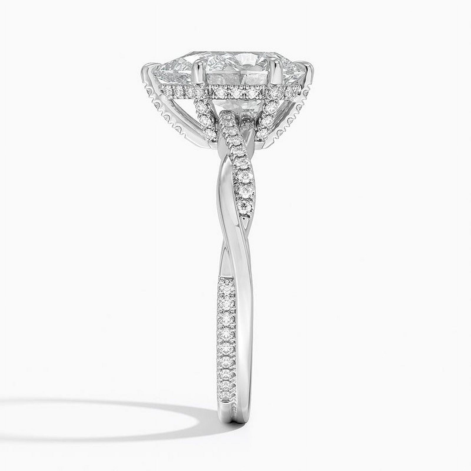Zoya Jewel Pear Cut 2.50 Ct VVS1/D Lab Created Diamond Ring - 14K White Gold Plated Engagement Ring - Twisted Solitaire with Accents - Anniversary Gift Jewelry for Women