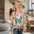 thumbnail image 4 of Xixirimido Butterfly Vibrant Daisy Flower Pattern Girls Long Sleeve Shirts Cute Kids Fashion Crew Neck Tunic Tops Tie-hem Tees for Fall Winter, Size 5-6, 4 of 7