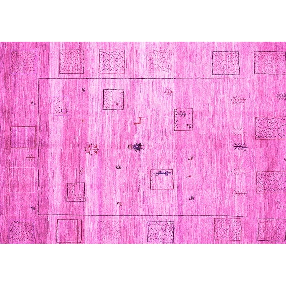 Ahgly Company Indoor Rectangle Abstract Pink Contemporary Area Rugs, 2' x 5'
