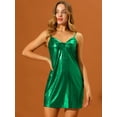thumbnail image 3 of DARING DIVA Sparkly Metallic Spaghetti Strap Mini Dress XL Green, 3 of 6