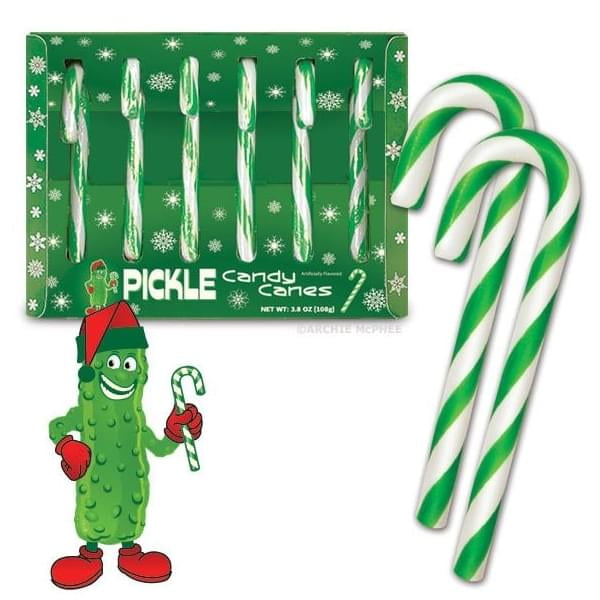 Pickle Flavored Candy Canes Box Of 6