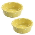 thumbnail image 1 of Qeeadeea Small Round Baking Dish Set Of 2, Colorful Ceramic Pie Pan, Round Ceramic Pie Plate-yellow-15cmx15cmx5cm, 400ml, 1 of 7