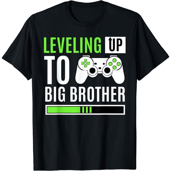 Leveling Up To Big Brother Gaming Baby Gender Announcement T-Shirt Black 3X-Large