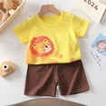 thumbnail image 2 of Mercatoo Toddler Kids Boy Summer Outfits Cute Print Short Sleeves T-Shirts Elastic Waist Shorts 2 Piece Cute I𝐧fant Clothes Set, 2 of 4