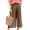 #01Coffee, variant on Women' s Culottes Linen Blend Wide Leg Pants Elastic Waist Casual Palazzo Trousers with Pockets Capris Blue M