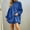 Blue, variant on Women Crew Neck Drawstring Hem Oversized Long Sleeve Sweatshirt , Solid Drop Shoulder Loose Casual Mini Tunic Top For Daily Street Wear(Green,L)
