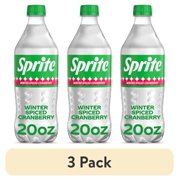 (3 pack) Sprite Winter Spiced Cranberry, Lemon Lime Soda Pop, 20 fl oz Bottle