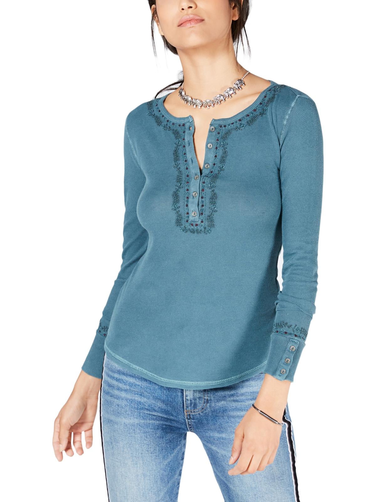 Lucky Brand - Lucky Brand Womens Thermal Embroidered Henley Top ...