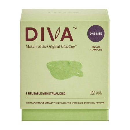 Diva Disc by DivaCup - One Size Fits Most - 12 Hour Protection - Medical-Grade Silicone - Safe Menstrual Alternative - Holds 7 Tampons of Flow (36 ml)
