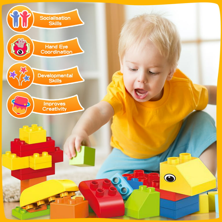74 Pcs Building Blocks for Toddlers, Kids Blocks Building Toys Educational  Stacking Blocks with Gift box, Toddler Block Toys for Age 1-3 Years Kids