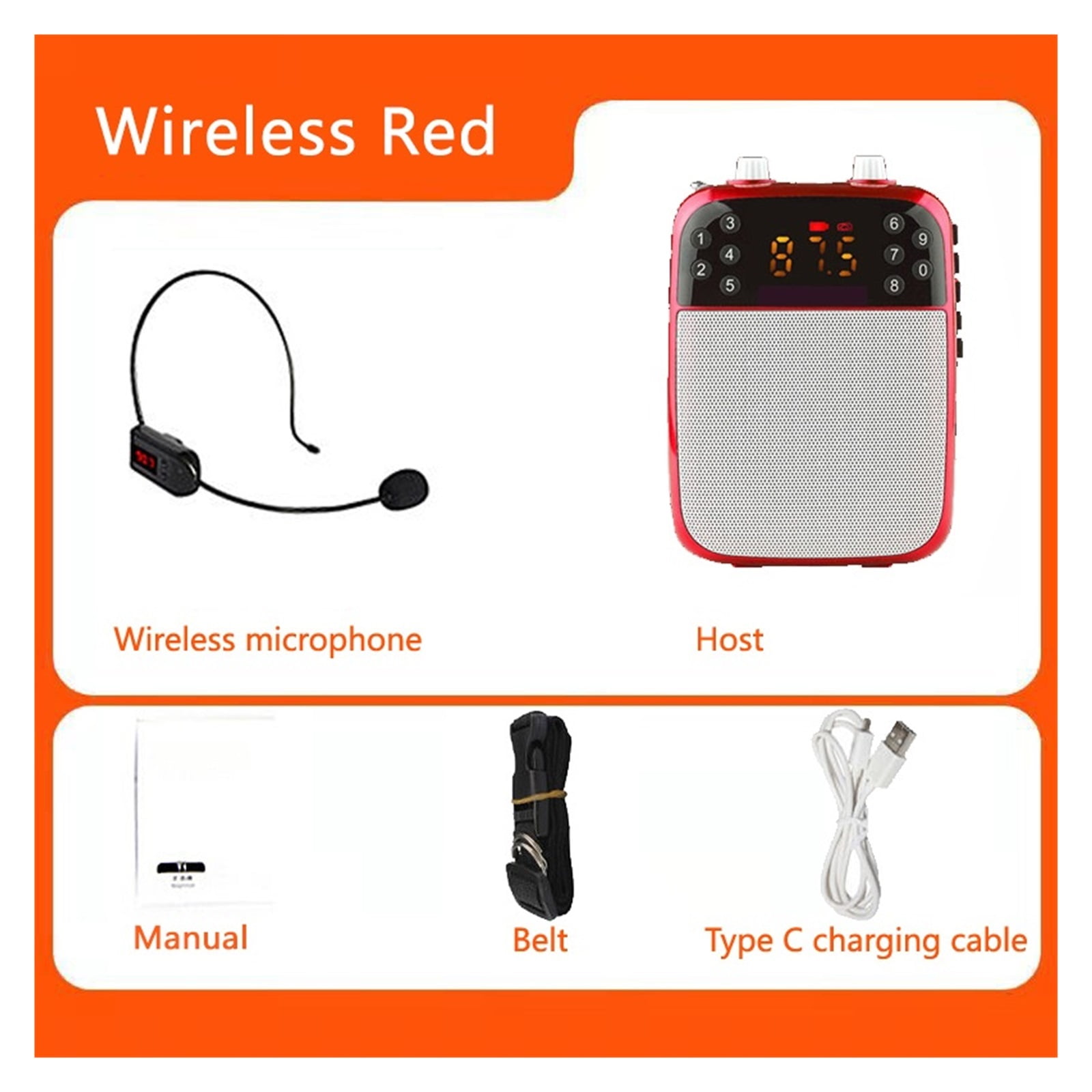 Wireless Megaphone Portable Voice Amplifier Teacher Guide Microphone Speaker 5W Support TF Card U Disk MP3 Player ,Powerful Voice Amplifier