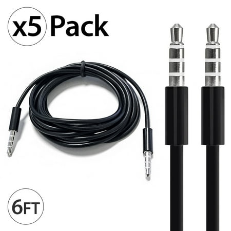 - 5-Pack 3.5Mm Male To Male Audio Cable by FREEDOMTECH 6FT Universal Auxiliary Cord 3.5mm Male to Male Round Audio Aux Cable 3.5mm Connector for iPods iPhones iPads Galaxy Home Car Stereos Black
