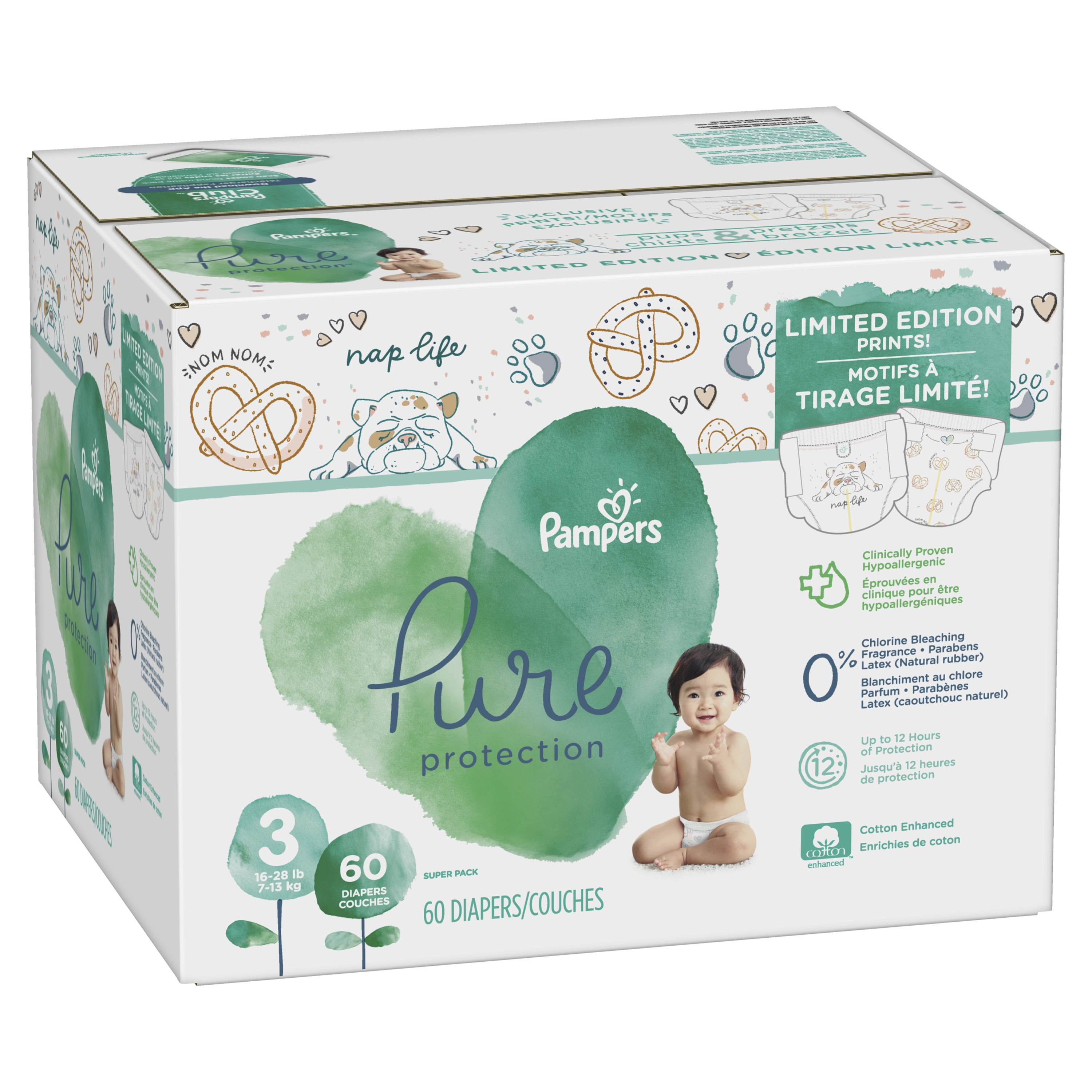 100 Moti Kg Six Video - Pampers Pure Protection Limited Edition Natural Diapers, Size 3, 60 Ct -  Walmart.com