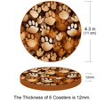 thumbnail image 3 of Dog Paw Print 6PCS Microfiber Leather Round Car Coasters - Set of 6 Drink Mats for Car Cup Holders, 11x11 cm/4.3x4.3 inches, Absorbent Auto Accessories, 3 of 6