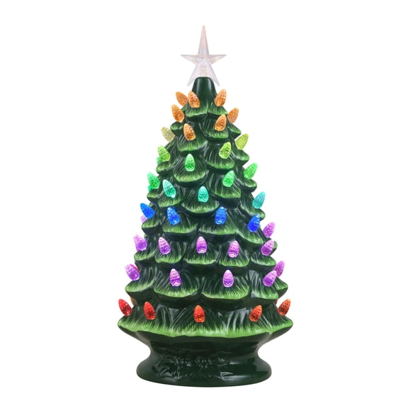 Mr. Christimas 18 in. Nostalgic Ceramic Tree with Light Show - Green