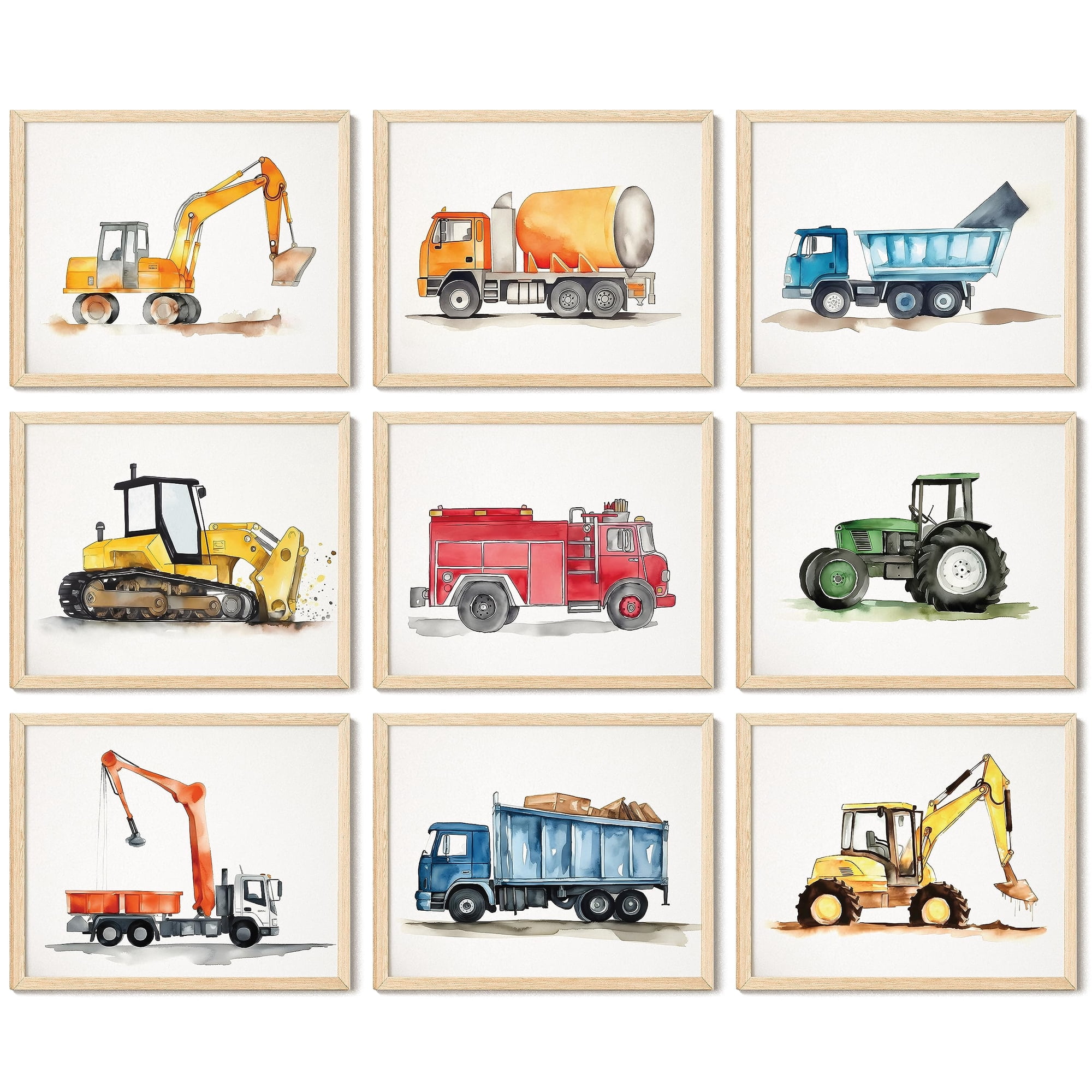 97 Decor Construction Room Decor For Boys - Toddler Boy Room Decor, Truck Wall Art For Kids Room (Unframed)